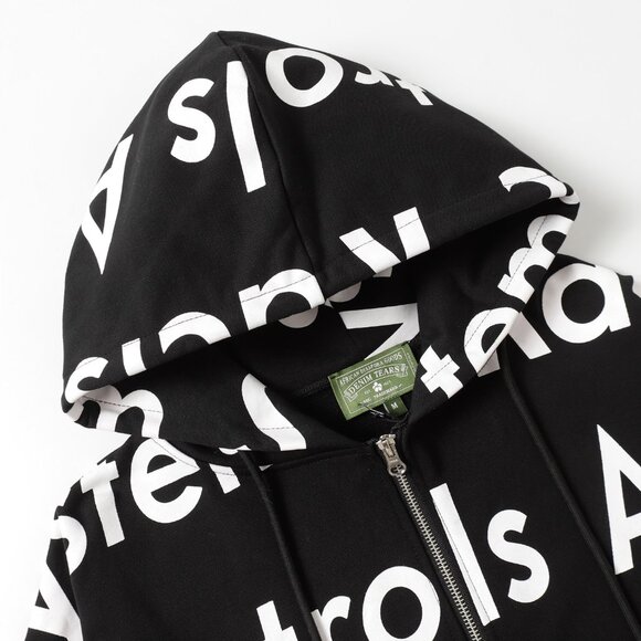 Black lettered zip-up hooded Denim Tears jacket - Picture 3 of 8